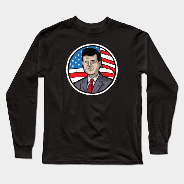 John F. Kennedy Long Sleeve T-Shirt by Baddest Shirt Co.